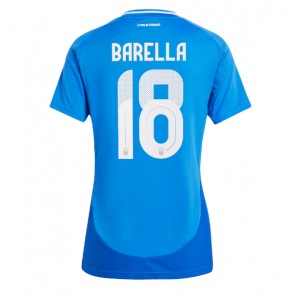Fotbalové Dres Itálie Nicolo Barella #18 Dámské Domácí Oblečení ME 2024 Krátký Rukáv